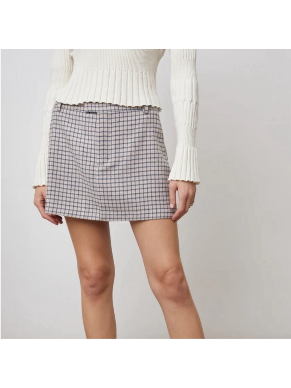 NWT Rails Prim Skirt Lilac Navy Mini Check Plaid Wool Blend